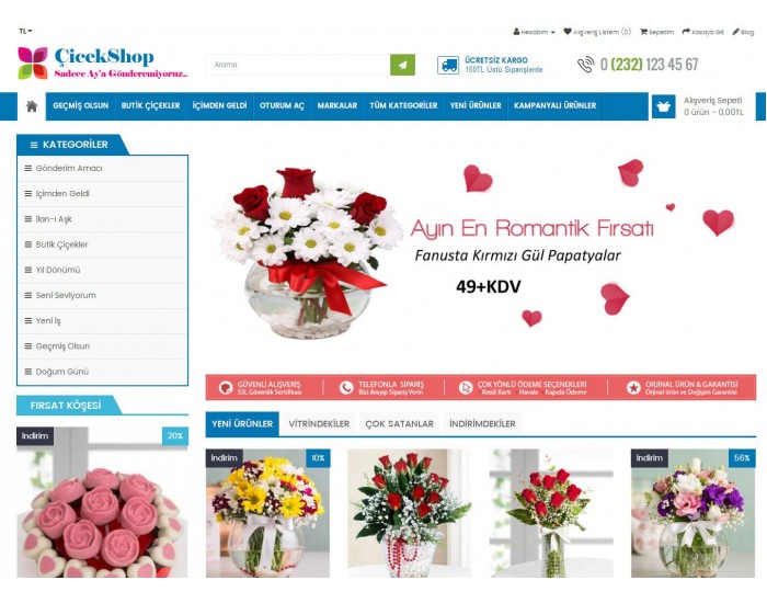 Çiçek Satış Mağaza Site Teması