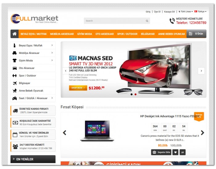 FulMarket Opencart 2.1x Site Teması