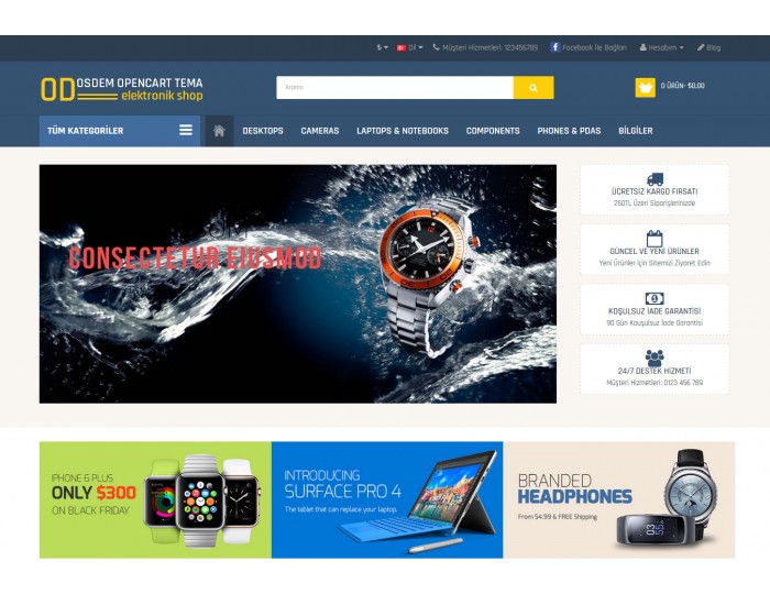 OsdemTema Elektronik, Cep Telefonu ve Aksesuar Mağaza  Site TemasıTema