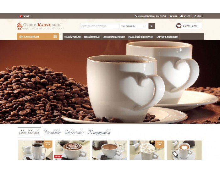 Kahve Kuruyemiş ve Pastane Satış Opencart 2.1x Site Teması
