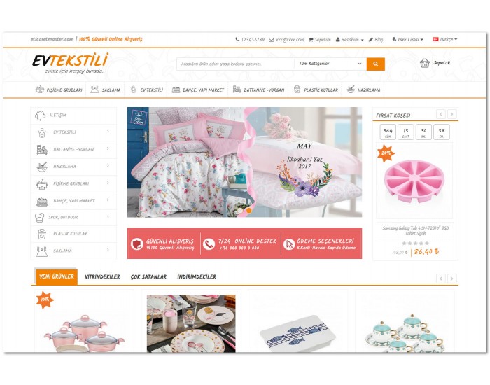 Opencart Tekstil ve Züccaciye Ürünleri Full E-ticaret Hazır Site Paketi