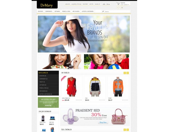  Opencart  1.5.2.x-1.5.3.x -1.5.4.x-1.5.5.1 DrMery Teması