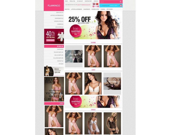 Opencart 1.5.2-1.5.3-1.5.4-1.5.5  Flamingo Teması