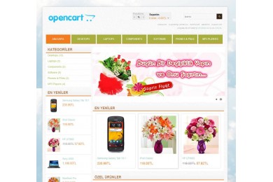 Opencart 1.5.2-1.5.3-1.5.4-1.5.5  Flower Çiçekci Teması